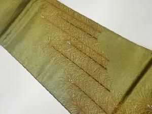 引箔植物模様織出し袋帯